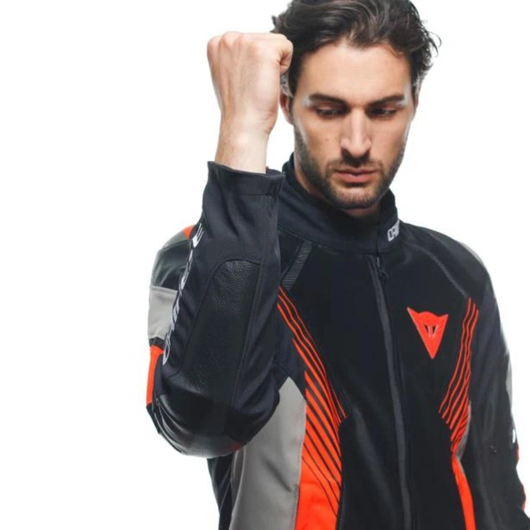 DAINESE SIPER RIDER 2 ABSOLUTESHELL JACKET BLACK/DARK-GULL-GRAY/FLUO-RED