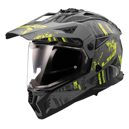 LS2 MX436 PIONEER II CRAZY MATT BLACK H-VIS YELLOW