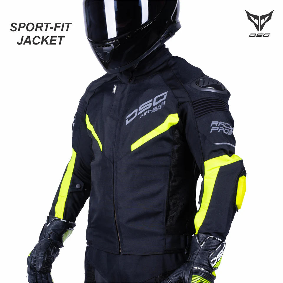 DSG RACE PRO V2 RIDING JACKET BLACK YELLOW FLUO