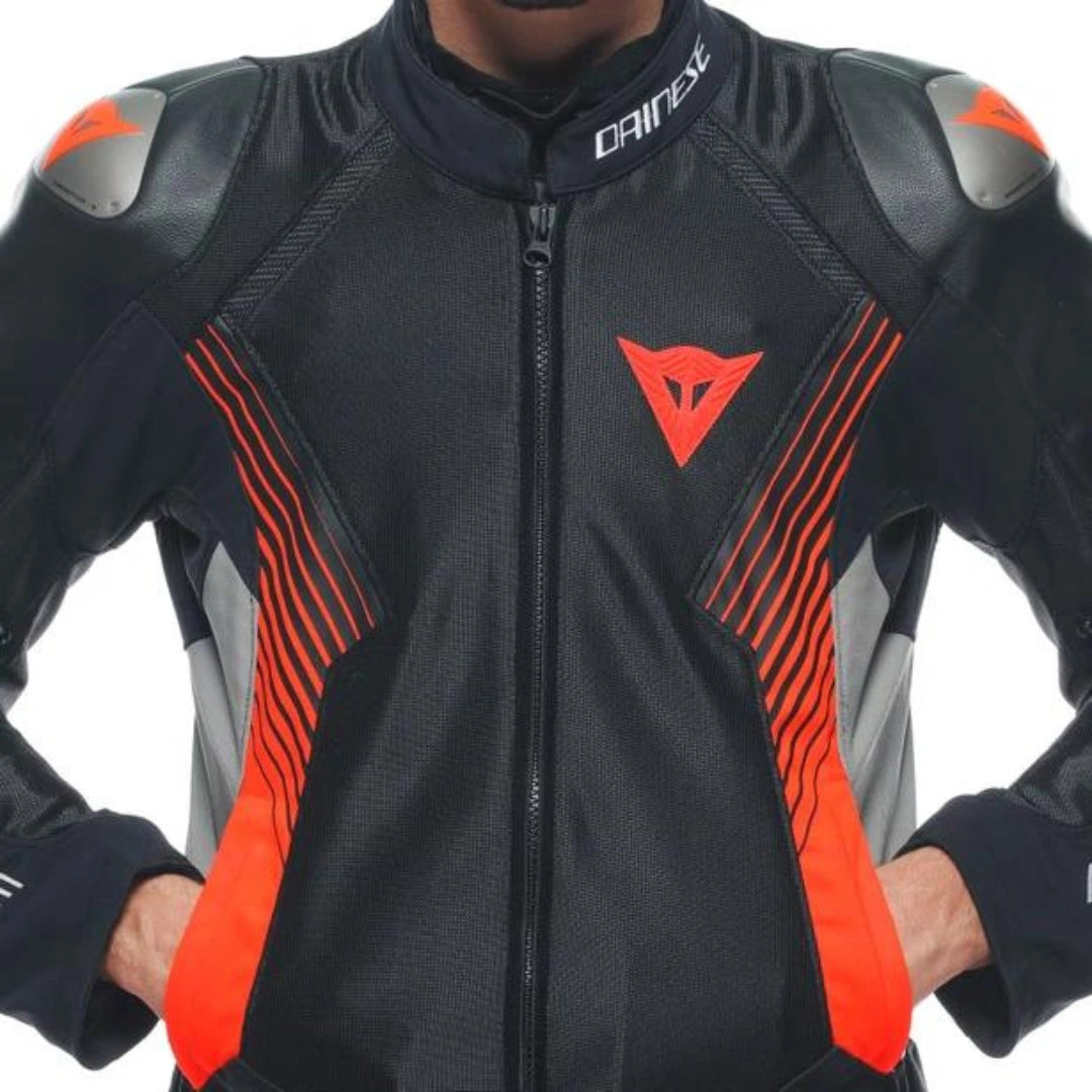 DAINESE SIPER RIDER 2 ABSOLUTESHELL JACKET BLACK/DARK-GULL-GRAY/FLUO-RED