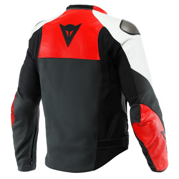 DAINESE SPORTIVA LEATHER JACKET BLACK-MATT/LAVA-RED/WHITE