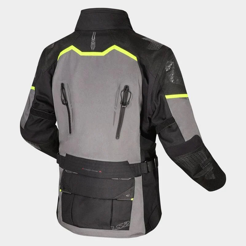 LS2 APOLLO RIDING JACKET BLACK DARK GREY H-V YELLOW
