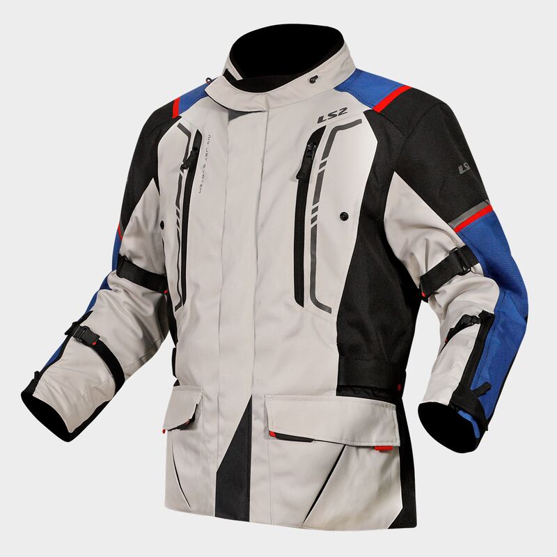 LS2 NARVIK WATERPROOF TOURING JACKET- WHITE BLUE