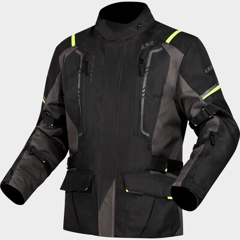 LS2 NARVIK WATERPROOF TOURING JACKET- BLACK DARK GREY