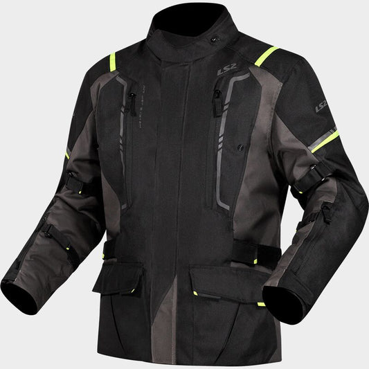 LS2 NARVIK WATERPROOF TOURING JACKET- BLACK DARK GREY