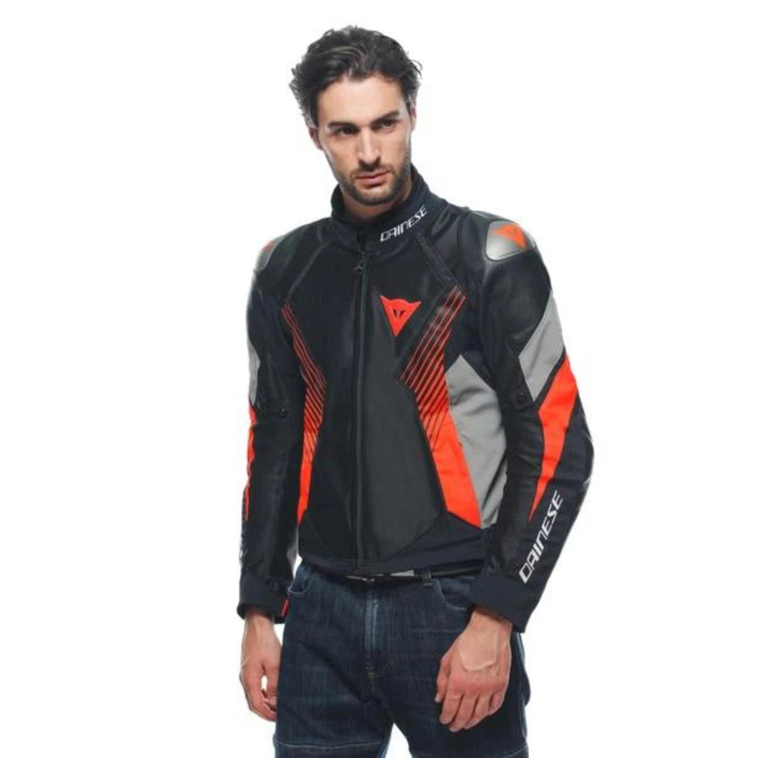 DAINESE SIPER RIDER 2 ABSOLUTESHELL JACKET BLACK/DARK-GULL-GRAY/FLUO-RED