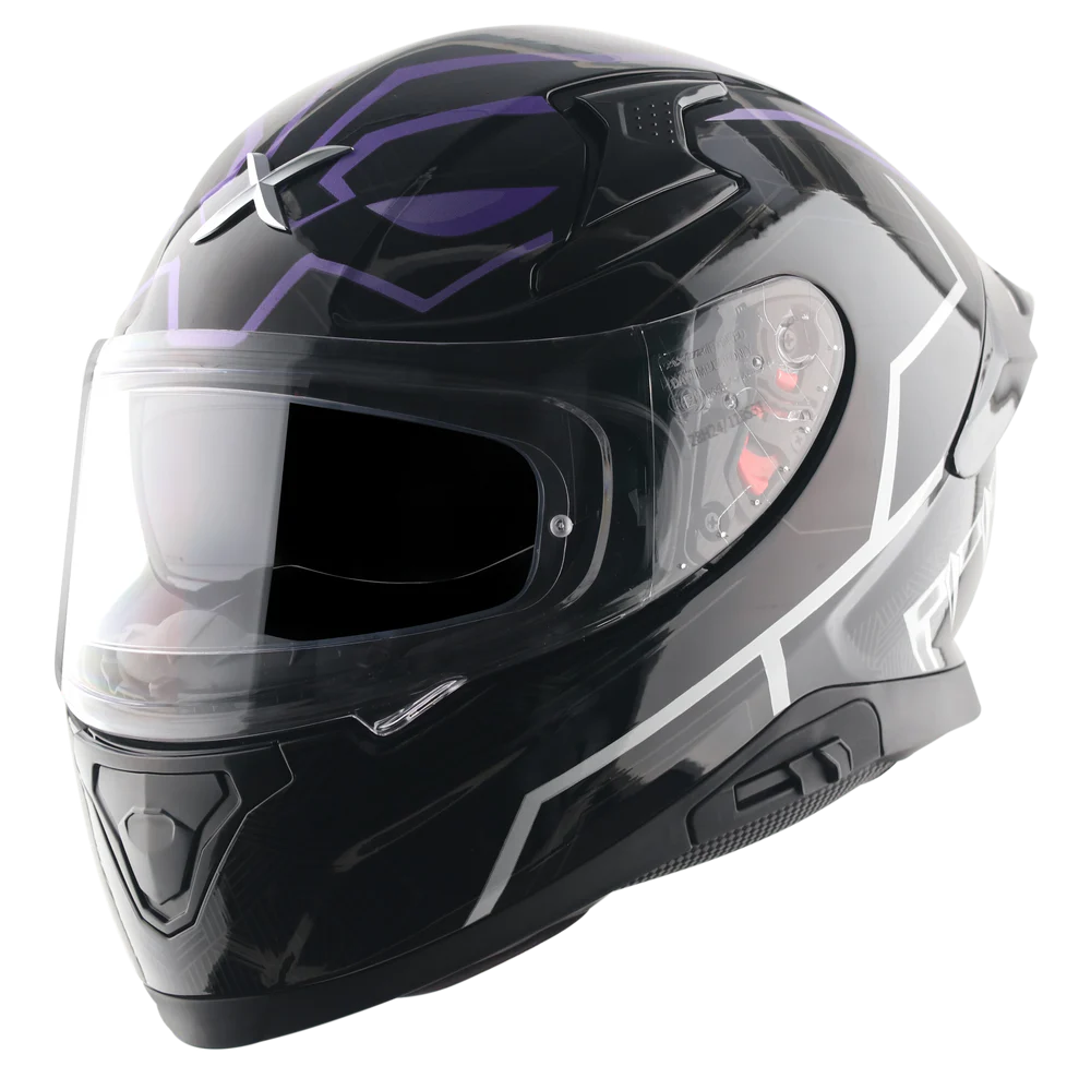 black panther helmet motorcycle AXOR APEX MARVEL BLACK PANTHER HELMET BLACK PURPLE – BikeFormers