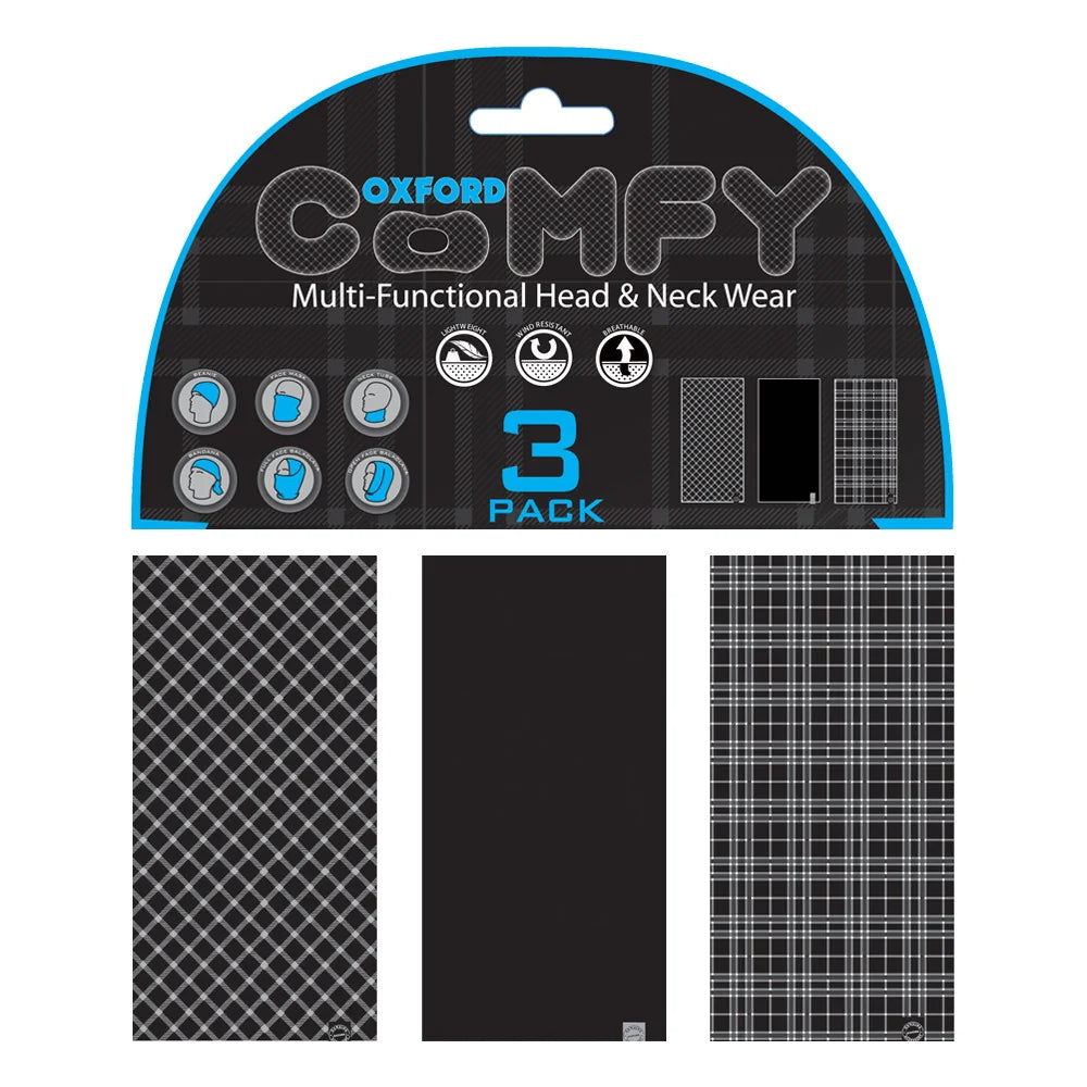 OXFORD COMFY BLACK & WHITE TARTAN 3-PACK