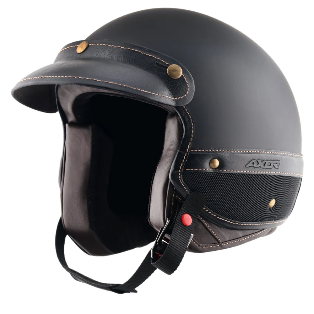 AXOR RETRO JET ALPHA HELMET DULL BLACK – BikeFormers AXOR RETRO JET ALPHA HELMET DULL BLACK – BikeFormers