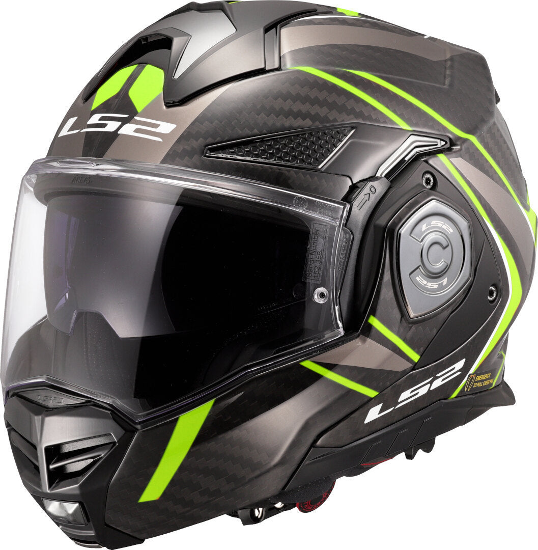 LS2 FF901 ADVANT X CARBON MODULAR HELMET - FUTURE II BLACK FLUO