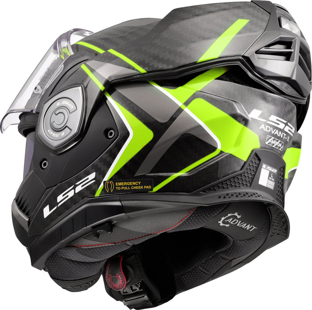 LS2 FF901 ADVANT X CARBON MODULAR HELMET - FUTURE II BLACK FLUO