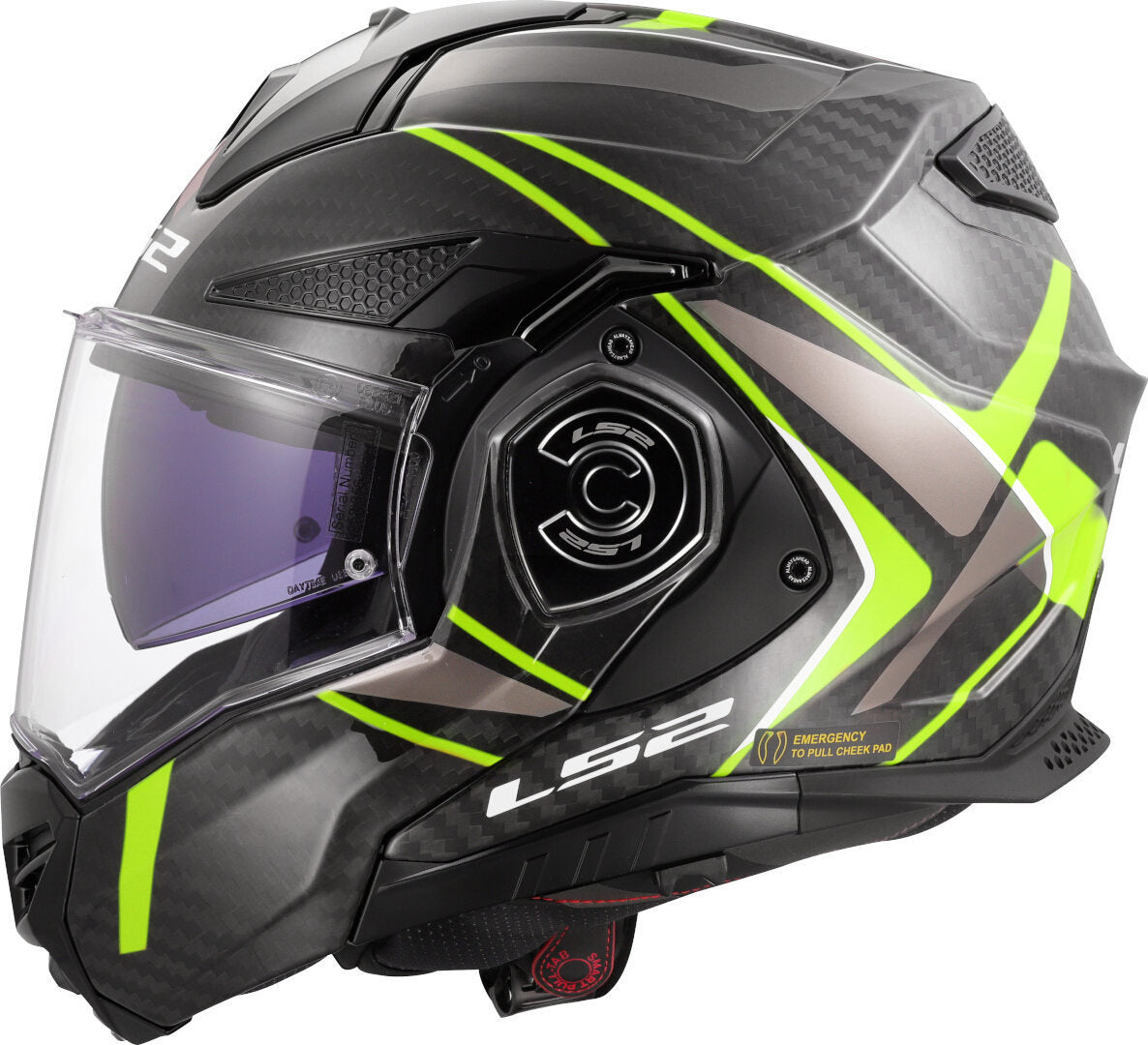 LS2 FF901 ADVANT X CARBON MODULAR HELMET - FUTURE II BLACK FLUO