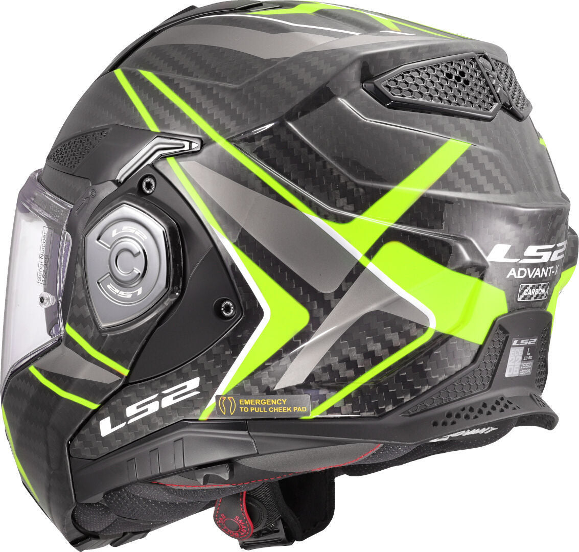 LS2 FF901 ADVANT X CARBON MODULAR HELMET - FUTURE II BLACK FLUO