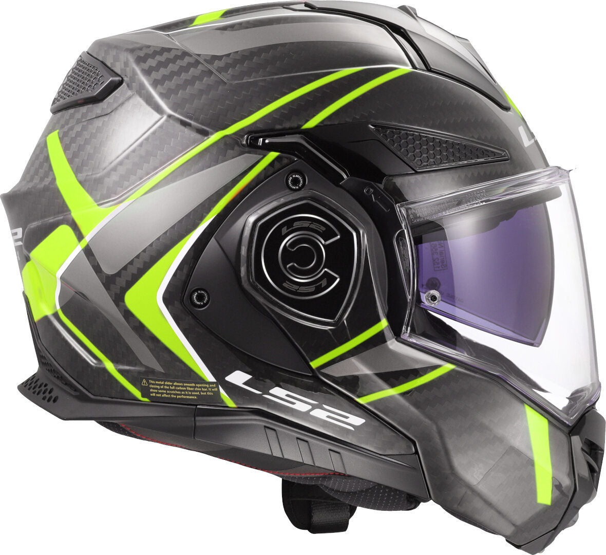 LS2 FF901 ADVANT X CARBON MODULAR HELMET - FUTURE II BLACK FLUO