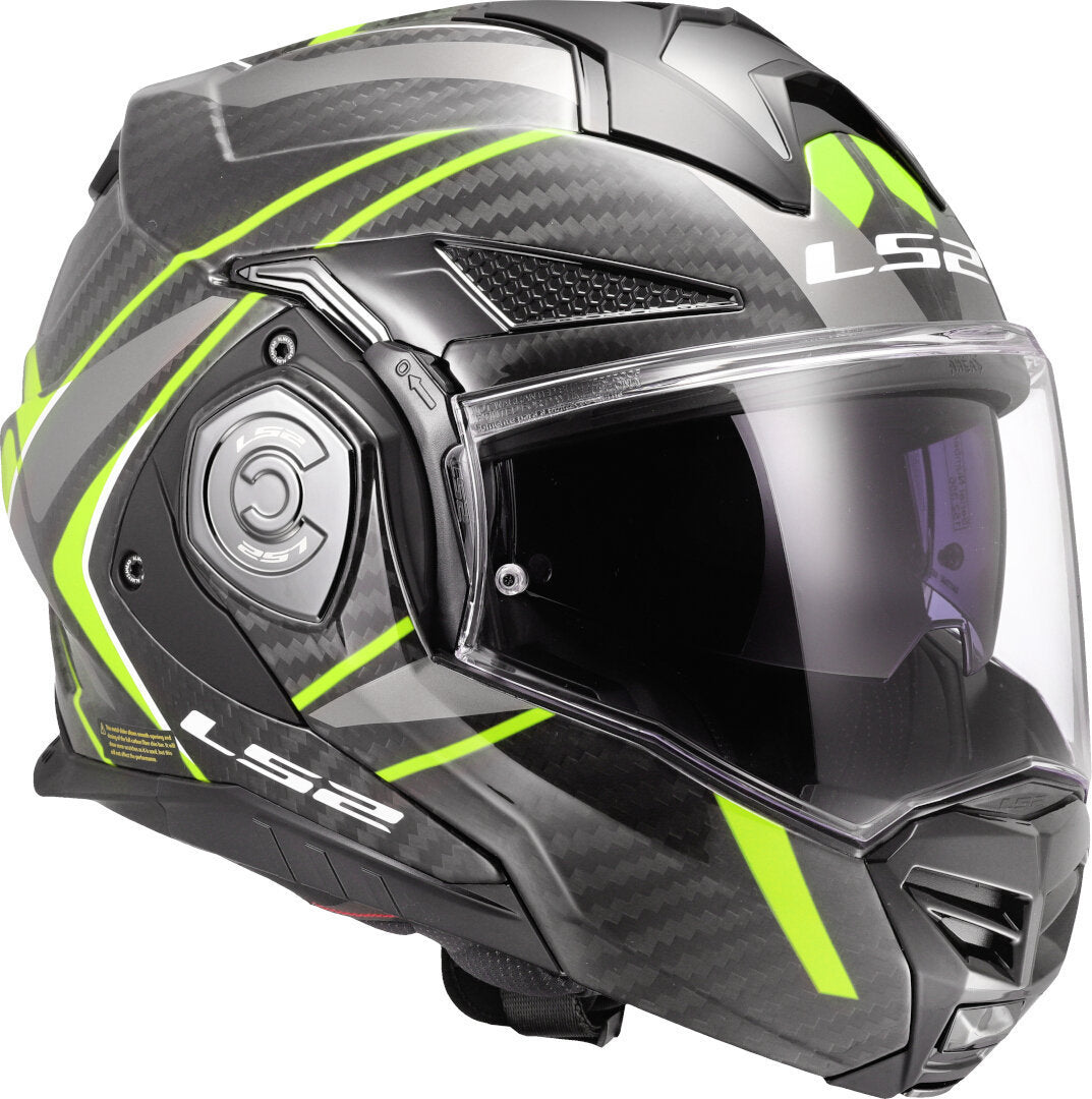 LS2 FF901 ADVANT X CARBON MODULAR HELMET - FUTURE II BLACK FLUO