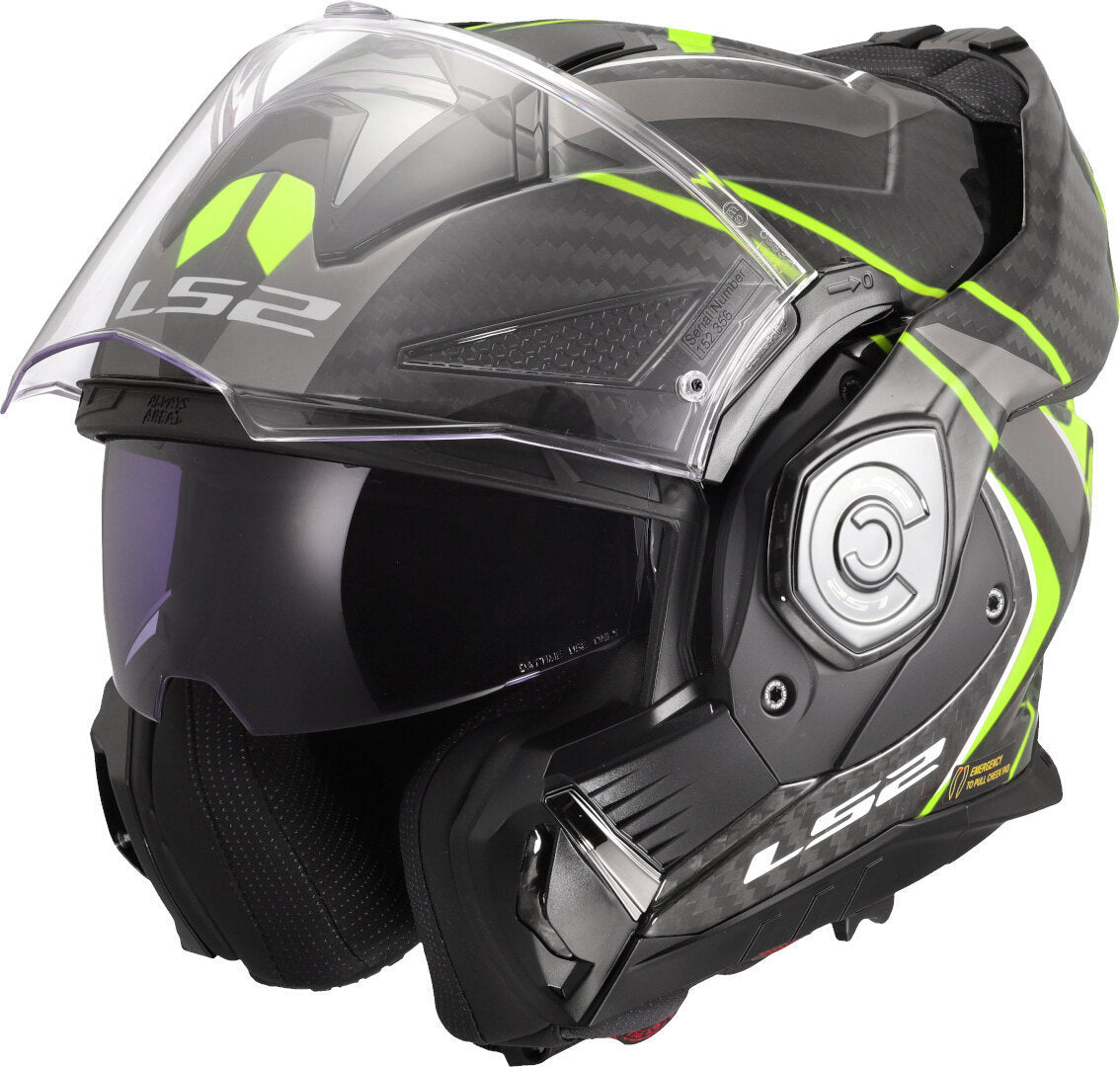 LS2 FF901 ADVANT X CARBON MODULAR HELMET - FUTURE II BLACK FLUO