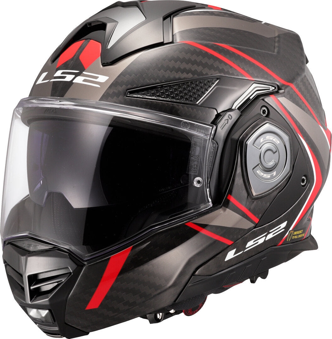 LS2 FF901 ADVANT X CARBON MODULAR HELMET - FUTURE II BLACK RED