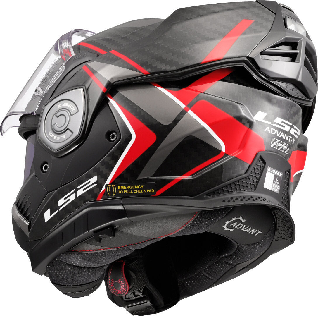 LS2 FF901 ADVANT X CARBON MODULAR HELMET - FUTURE II BLACK RED