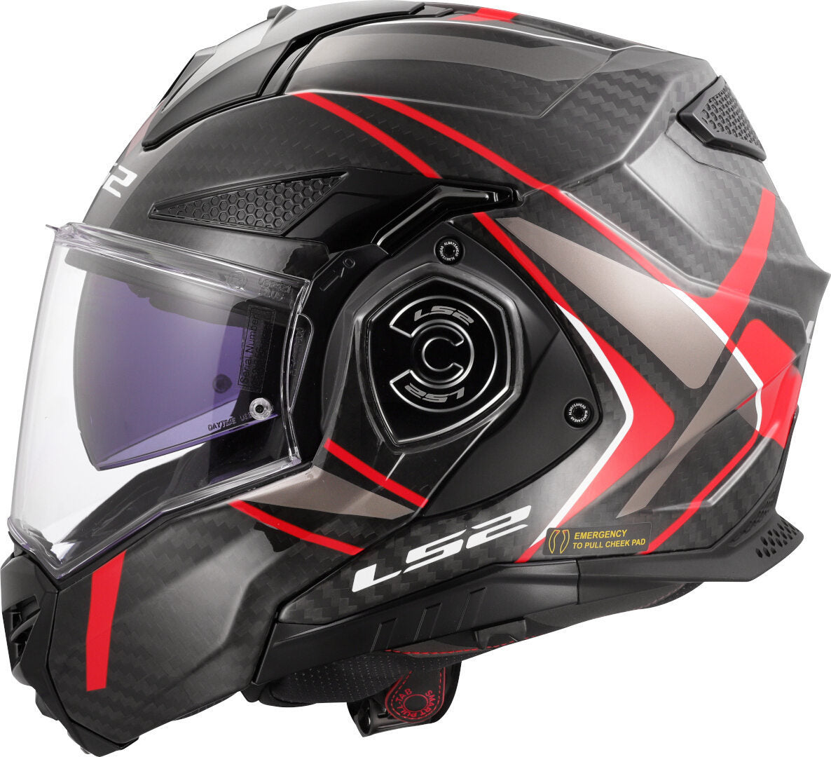 LS2 FF901 ADVANT X CARBON MODULAR HELMET - FUTURE II BLACK RED