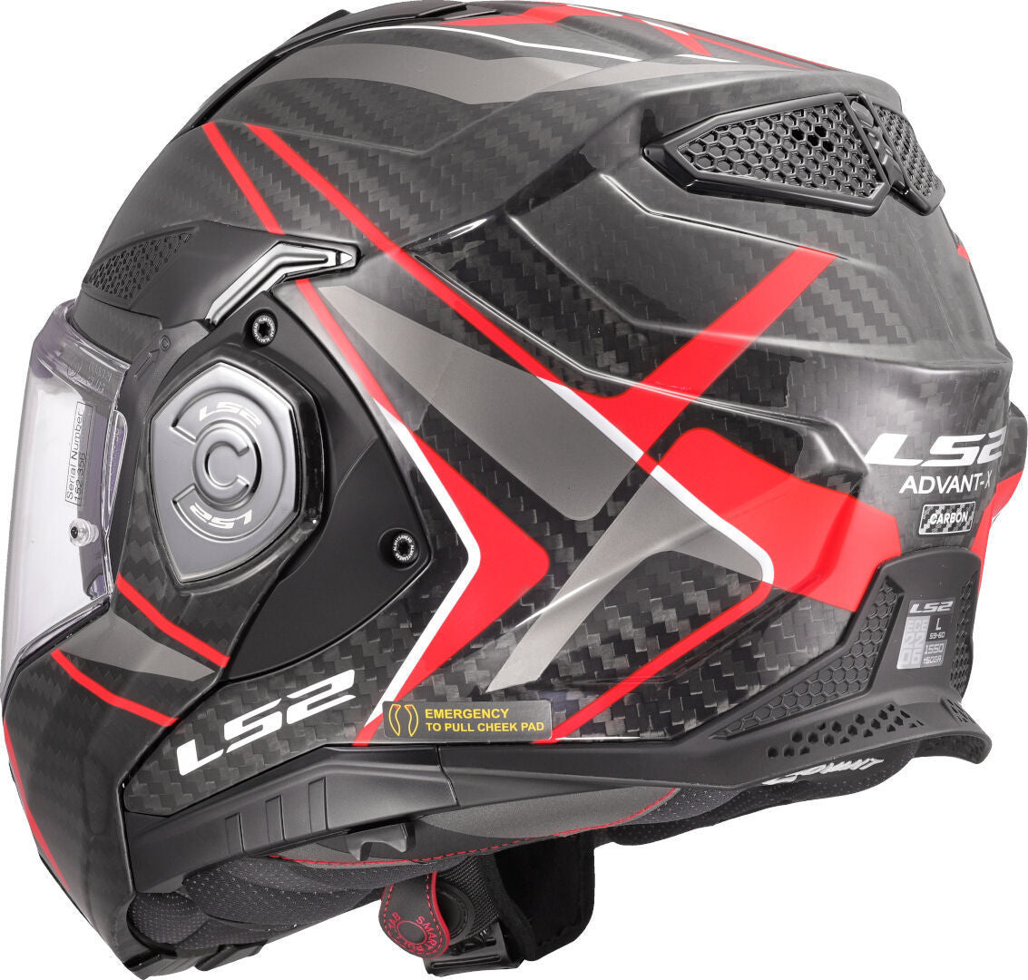 LS2 FF901 ADVANT X CARBON MODULAR HELMET - FUTURE II BLACK RED