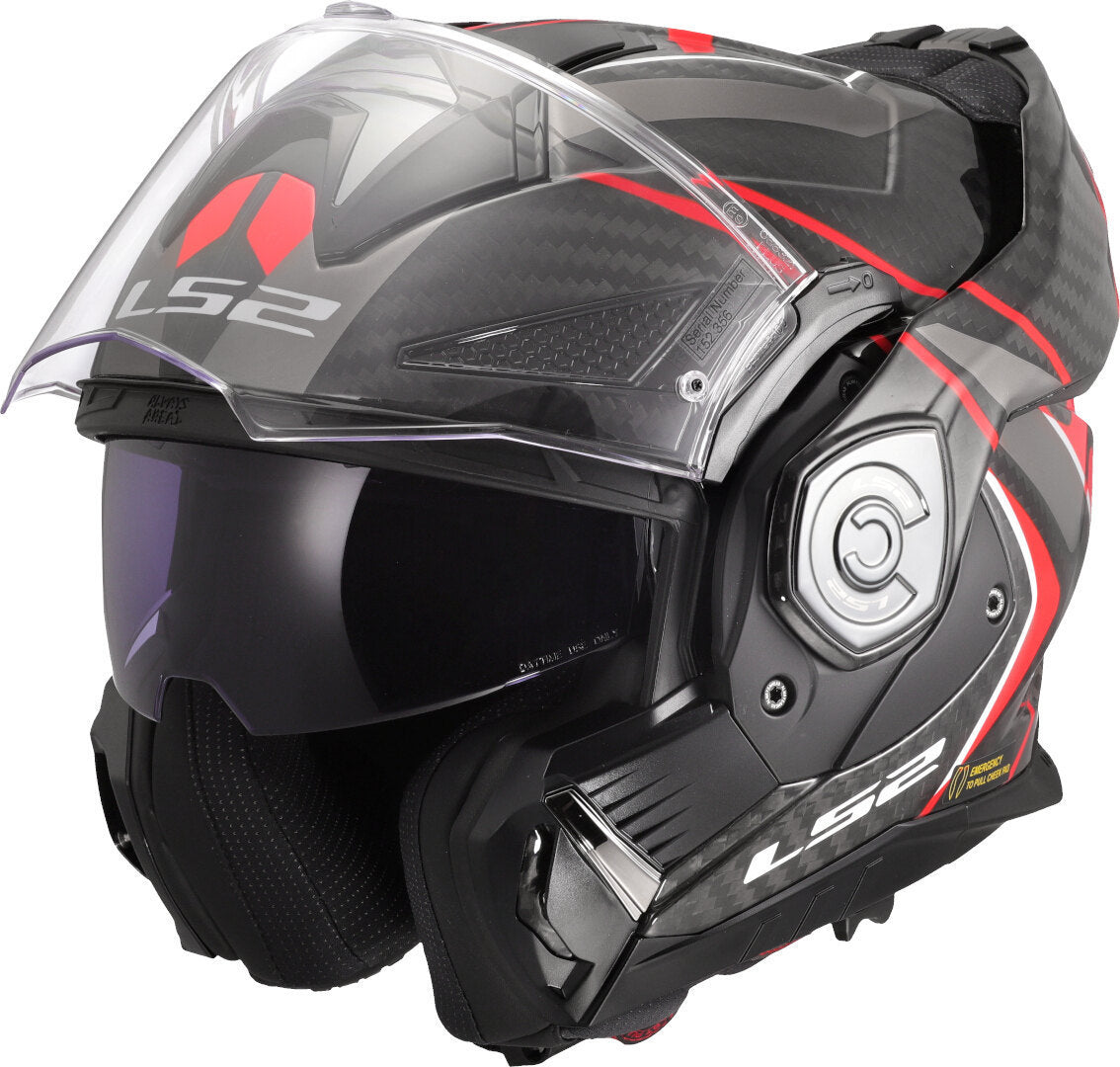 LS2 FF901 ADVANT X CARBON MODULAR HELMET - FUTURE II BLACK RED