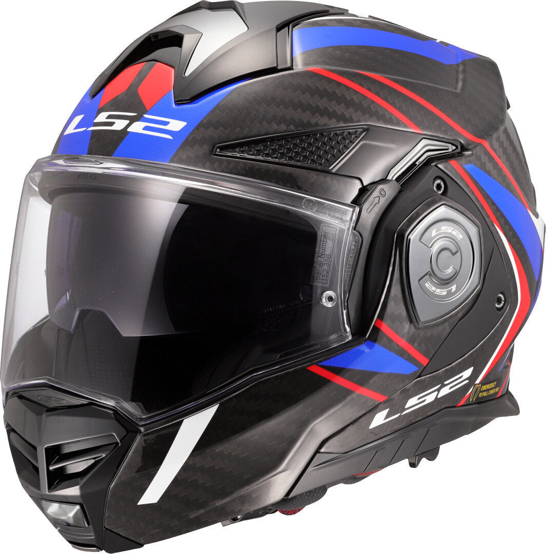 LS2 FF901 ADVANT X CARBON MODULAR HELMET - FUTURE II WHITE BLUE RED