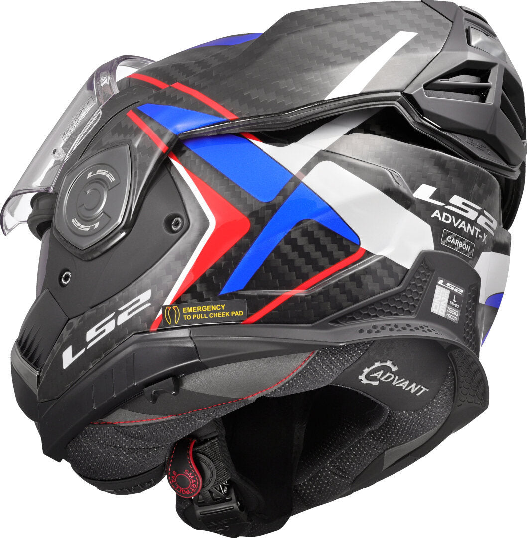 LS2 FF901 ADVANT X CARBON MODULAR HELMET - FUTURE II WHITE BLUE RED