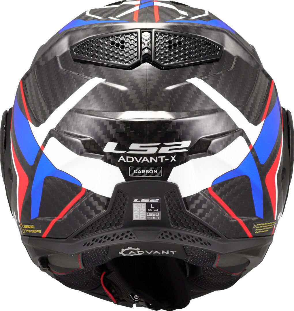 LS2 FF901 ADVANT X CARBON MODULAR HELMET - FUTURE II WHITE BLUE RED