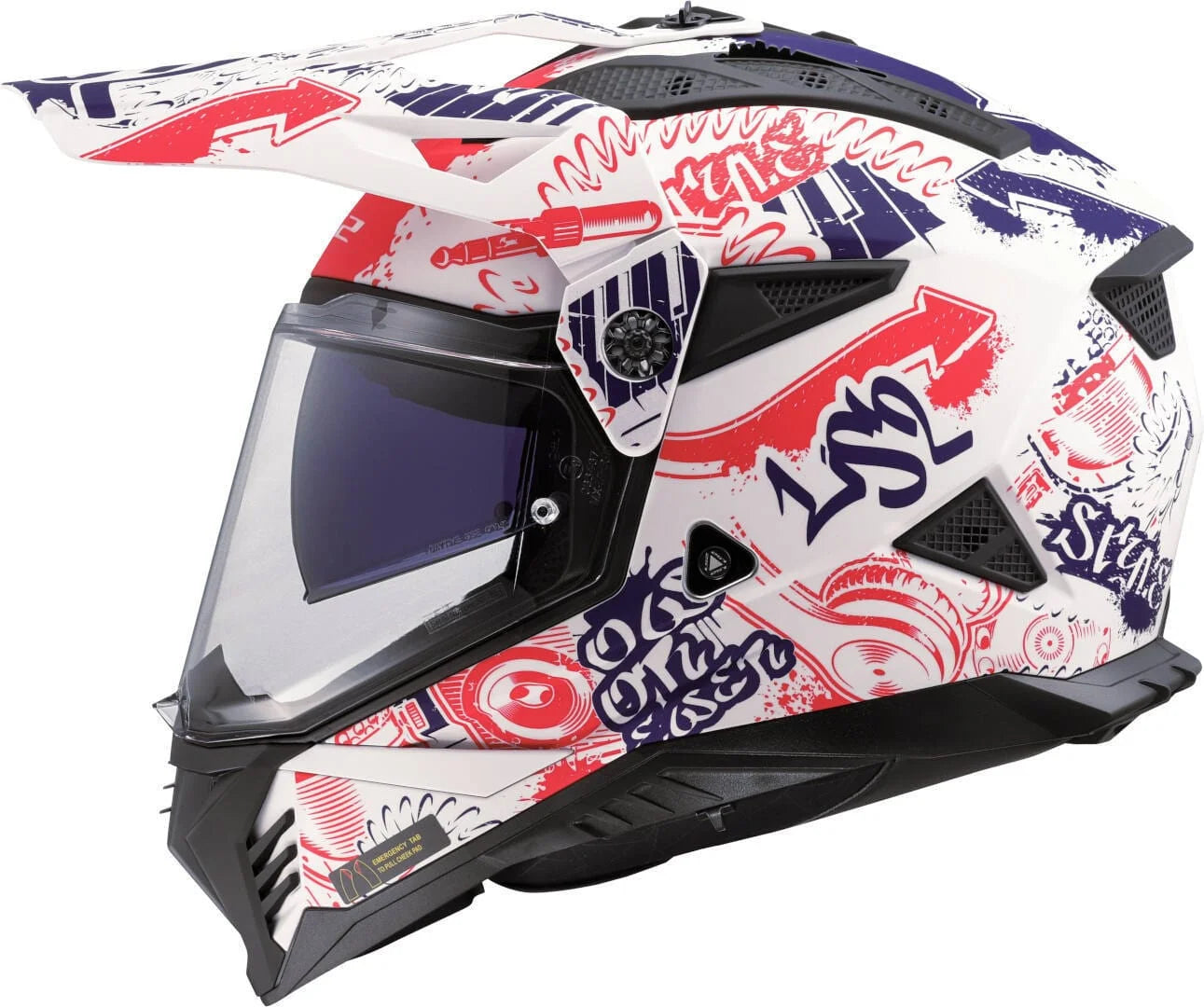 LS2 MX436 PIONEER II FANTASY MATT WHITE RED BLUE
