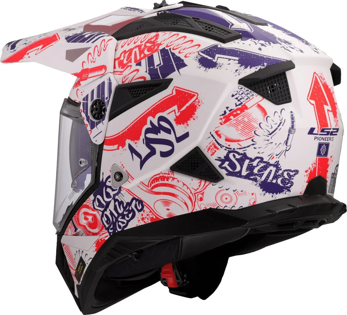 LS2 MX436 PIONEER II FANTASY MATT WHITE RED BLUE