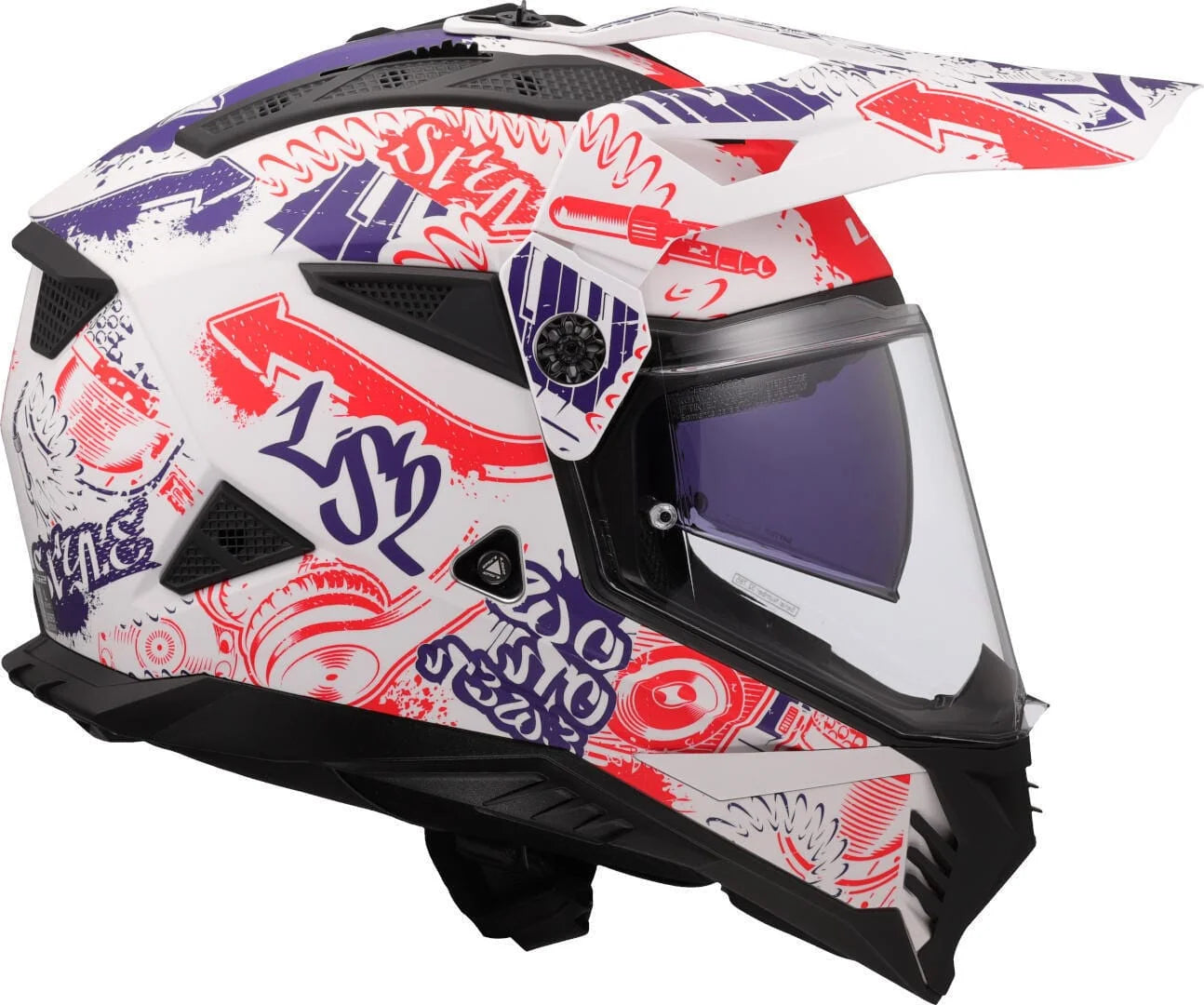 LS2 MX436 PIONEER II FANTASY MATT WHITE RED BLUE