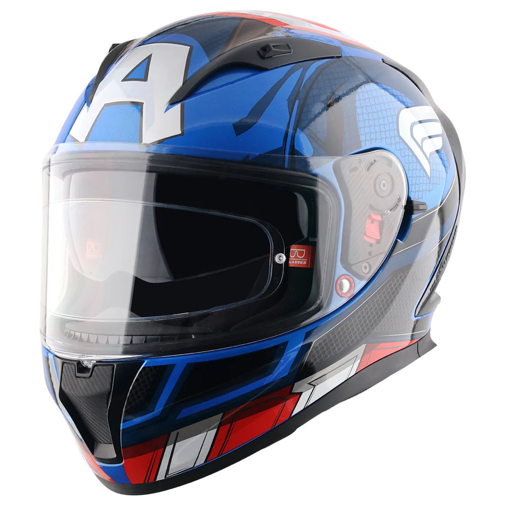 AXOR STREET MARVEL CAPTAIN AMERICA HELMET BLUE RED WHITE – BikeFormers