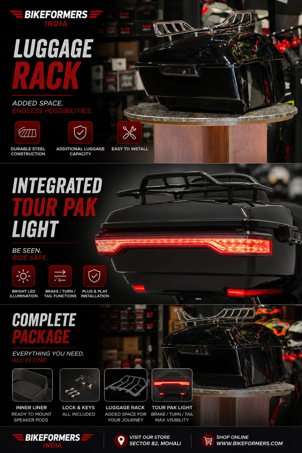 KING SIZE TOUR PAK LUGGAGE KIT – VIVID BLACK | COMPLETE TOURING LUGGAGE SOLUTION