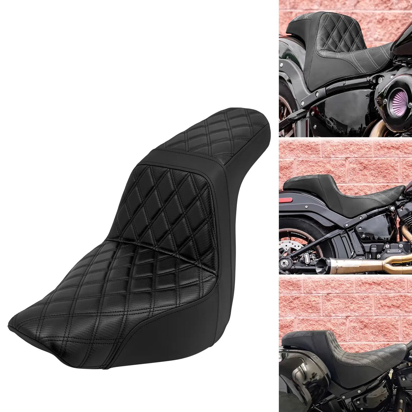 DIAMOND-STITCHED MOTORCYCLE SEAT FOR HARLEY SOFTAIL LOW RIDER / S