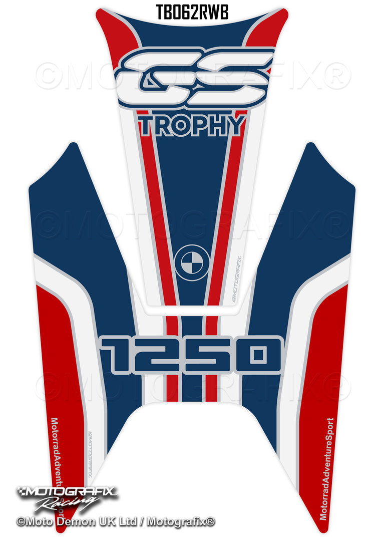 Motografix BMW R1250GS Trophy 2022 - 2023 Motorcycle Tank Pad Protector 3D Gel TB062RWB