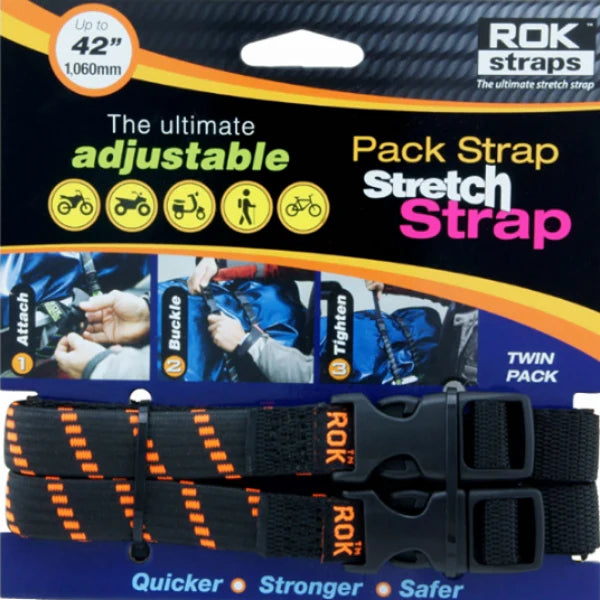 ROK STRAPS MD 16MM ADJUSTABLE - BLACK ORANGE STRIPES