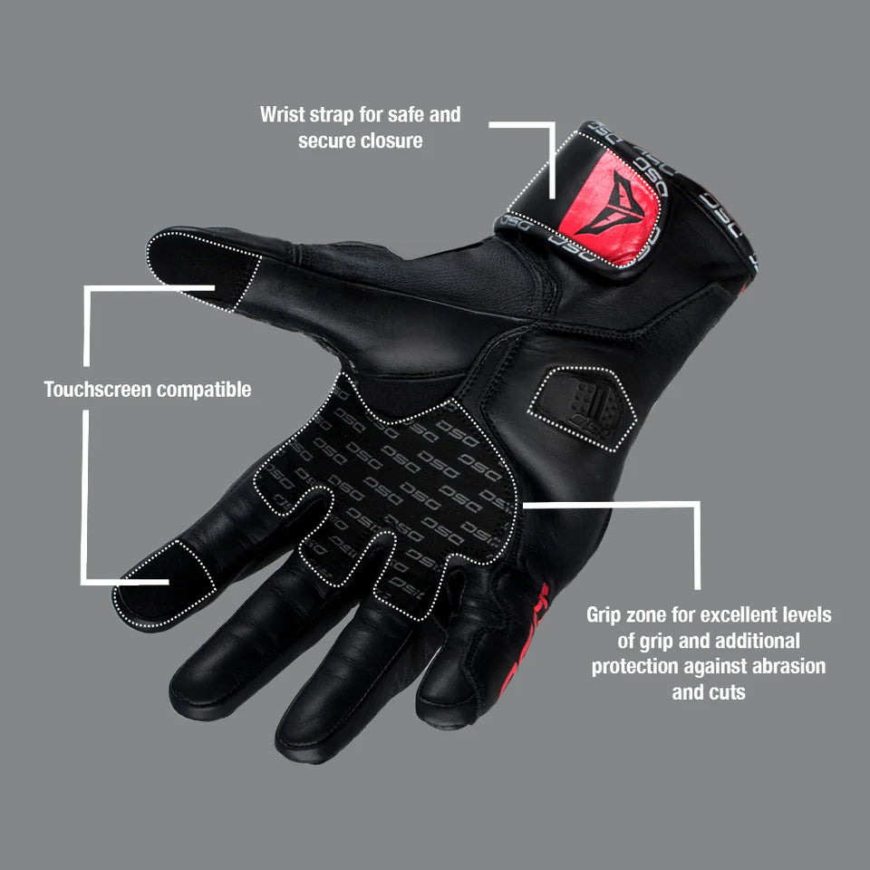 DSG GPX RIDING GLOVES BLACK RED