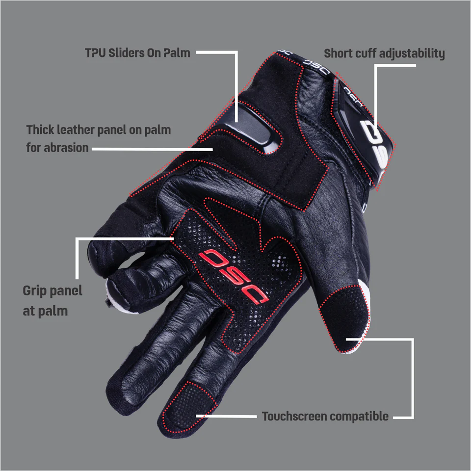 DSG CARBON X V1 RIDING GLOVES BLACK WHITE