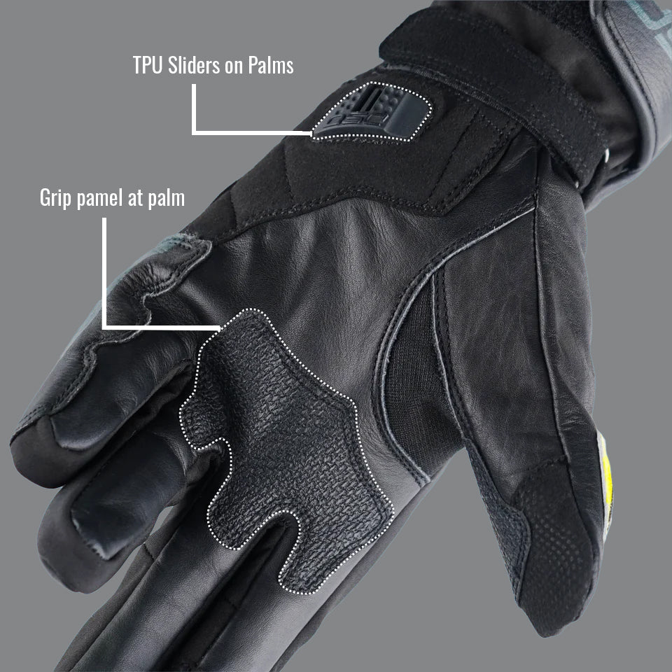 DSG CARBON X V1 RIDING GLOVES BLACK YELLOW FLUO