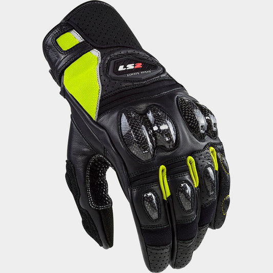 LS2 SPARK II LEATHER BLACK H-V YELLOW