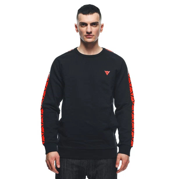 DAINESE SWEATER STRIPES -BLACK/RED-FLUO