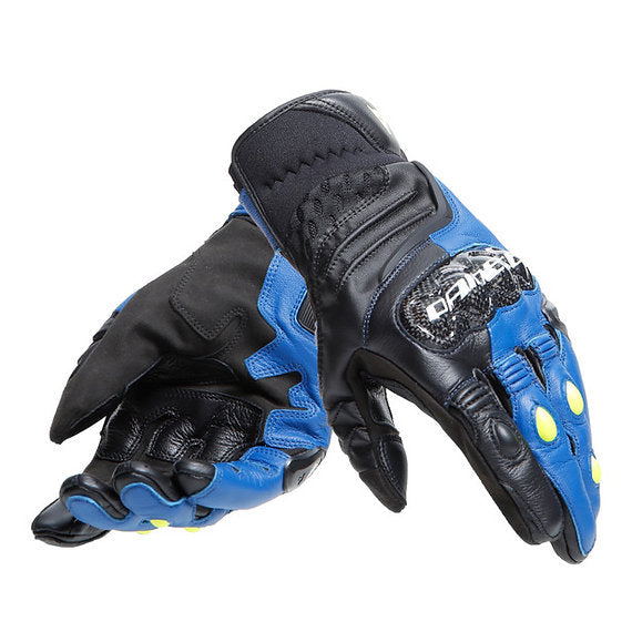 DAINESE CARBON 4 SHORT LEATHER GLOVES - RACING-BLUE / BLACK / FLUO-YELLOW