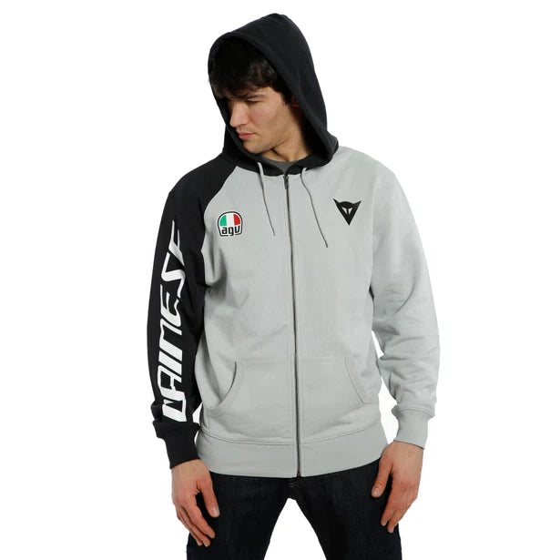 DAINESE RACING SERVICE FULL-ZIP HOODIE - GLACIER-GRAY/BLACK