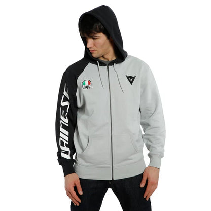 DAINESE RACING SERVICE FULL-ZIP HOODIE - GLACIER-GRAY/BLACK