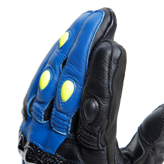 DAINESE CARBON 4 SHORT LEATHER GLOVES - RACING-BLUE / BLACK / FLUO-YELLOW