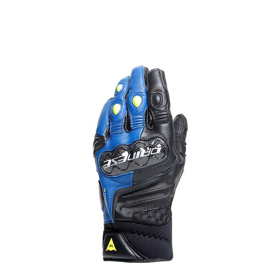 DAINESE CARBON 4 SHORT LEATHER GLOVES - RACING-BLUE / BLACK / FLUO-YELLOW