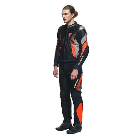 DAINESE DRAKE 2 AIR ABSOLUTESHELL PANTS BLACK RED FLUO