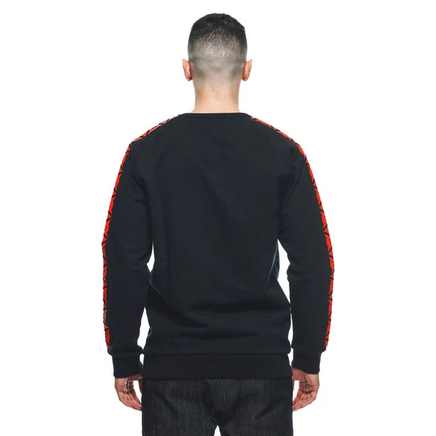 DAINESE SWEATER STRIPES -BLACK/RED-FLUO