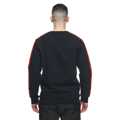 DAINESE SWEATER STRIPES -BLACK/RED-FLUO