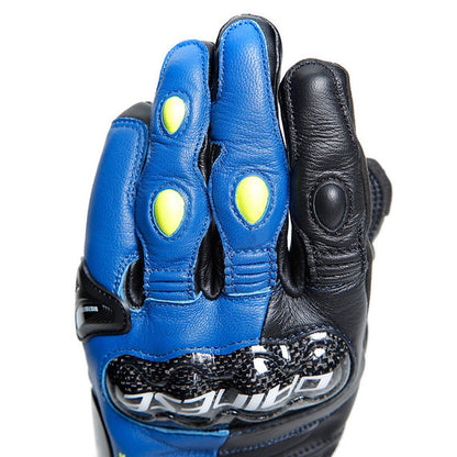 DAINESE CARBON 4 SHORT LEATHER GLOVES - RACING-BLUE / BLACK / FLUO-YELLOW